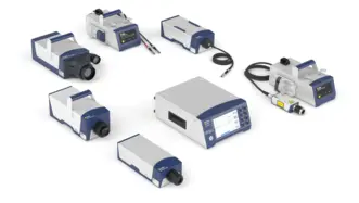 Polytec VibroFlex 产品系列,包括用于非接触式振动测量的Connect+前端和激光传感器头。