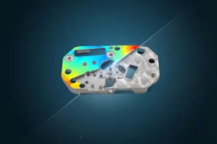 3D topography measurement of a precision watch component showing surface flatness and shape analysis with color-coded interferometry data.