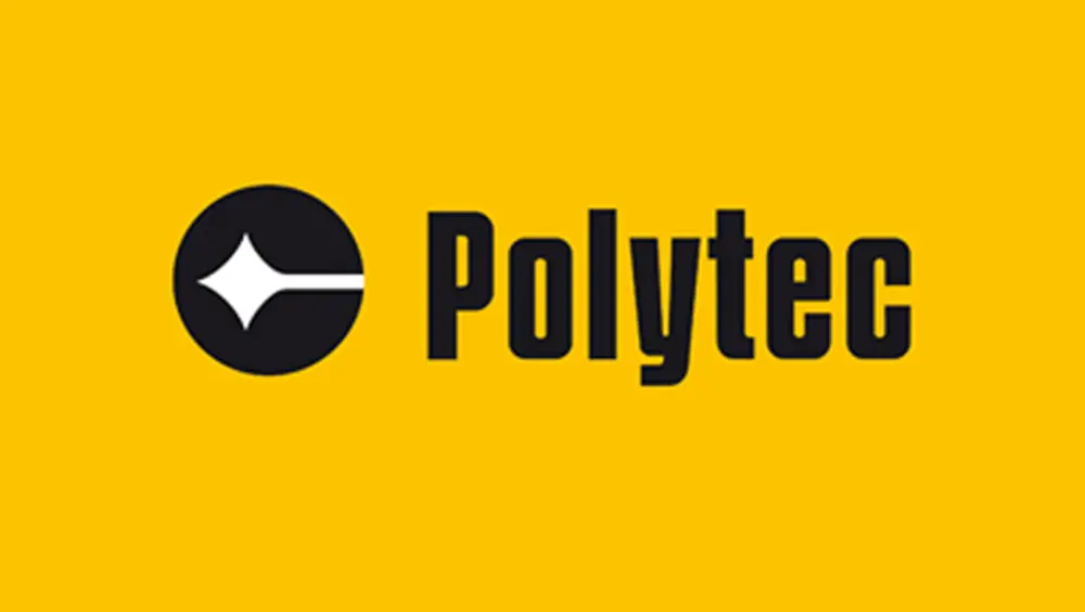 Polytec黑黄标志,突出精密测量技术与过程分析,适用于电子和电池行业创新解决方案。