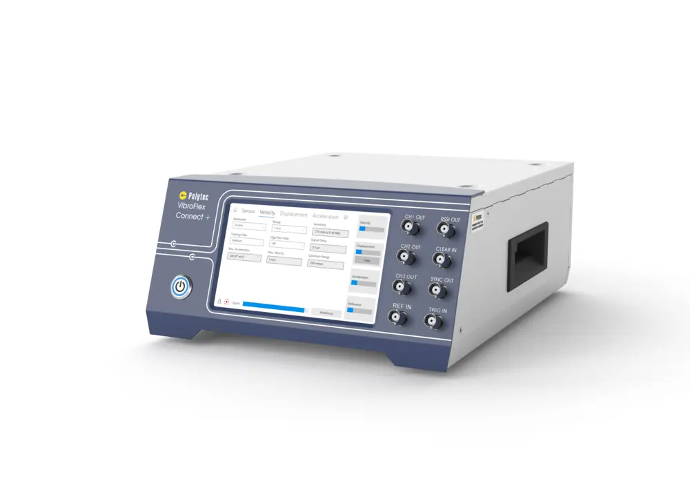 Polytec VibroFlex Connect+ 模块化激光测振仪前端,用于非接触振动测量。